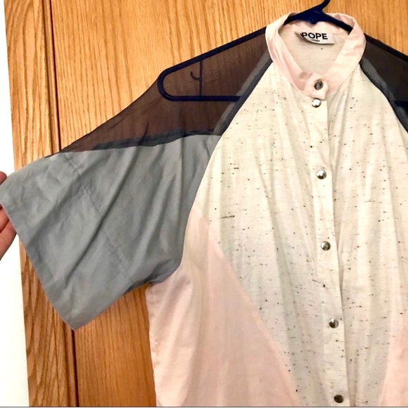 Retro Shirtdress with Mesh Shoulder Panels - Picture 3 of 7